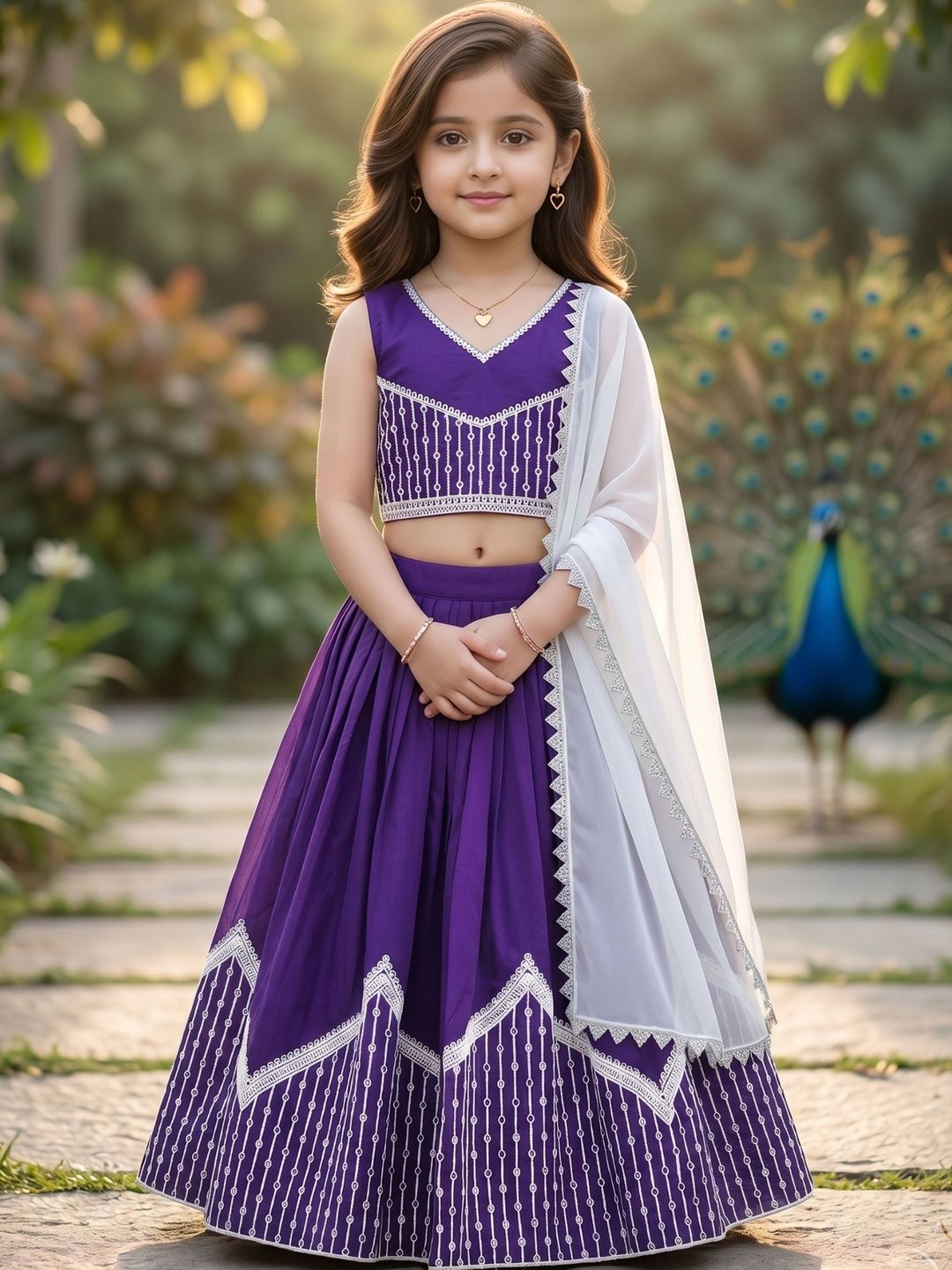 KALINI Girls Embroidered Thread Work Ready to Wear Lehenga & Blouse With Dupatta-picture-35