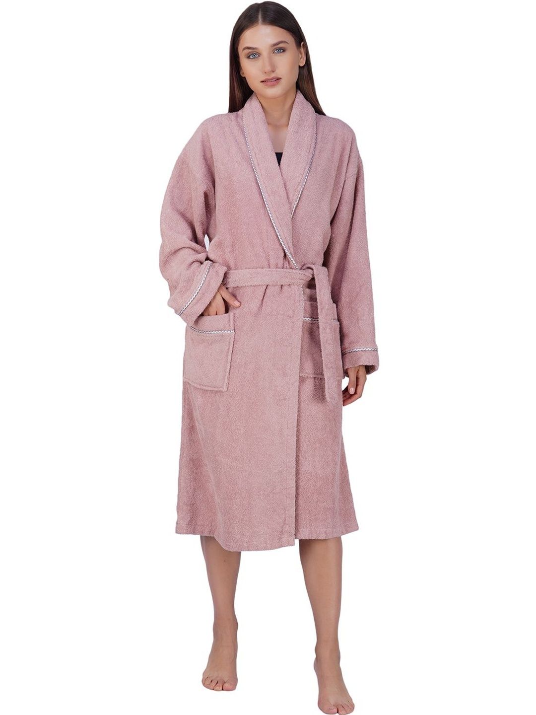 RANGOLI Cotton Knee Length Bath Robe & Wraps-image-36
