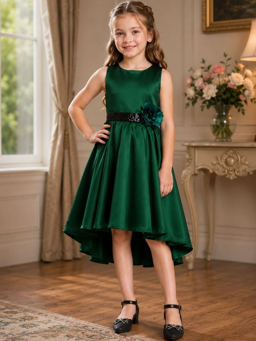 Dripteen Applique Satin Fit & Flare Dress-picture-24
