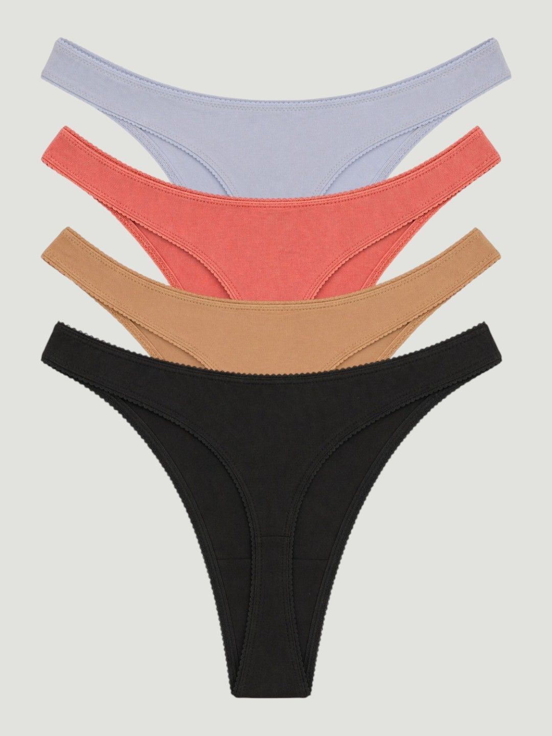 dressberry HERE&NOW Womens Pack of 4 Brazilian Cotton Spandex Solid High Rise Thongs-picture-37