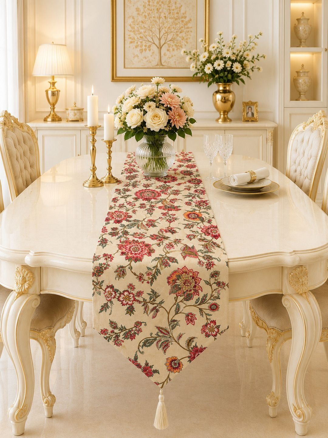 Aura Maroon & Red Floral Printed Table Runners-picture-34