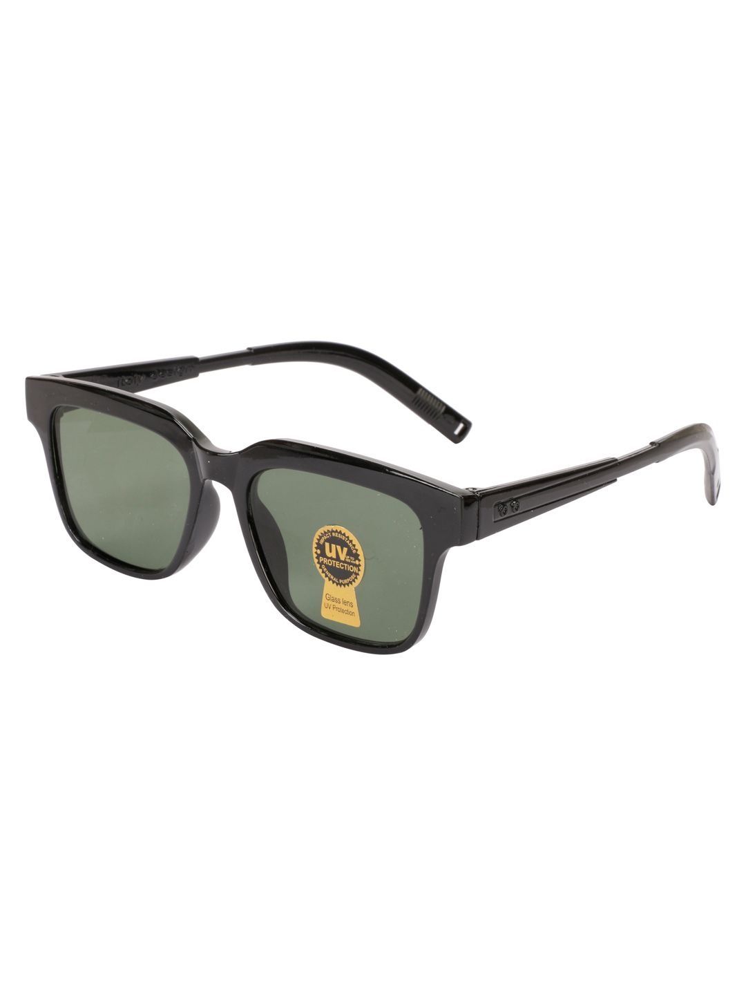SZN Unisex Green Lens & Black Square Sunglasses with-image-26