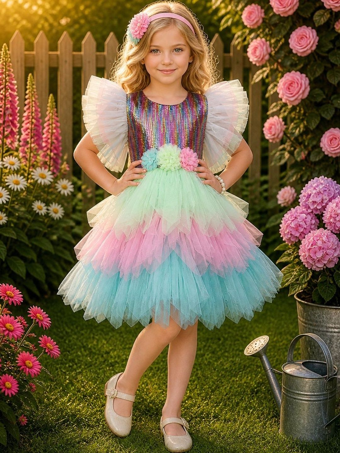Dripteen Striped Net Dress-image-43