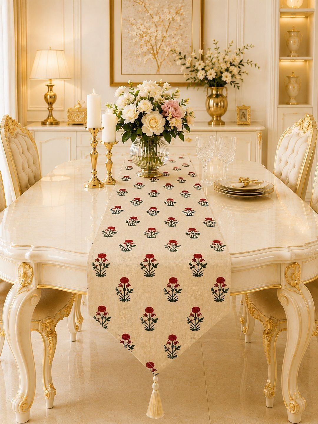 RRC Beige Printed Anti-Static Table Runners-image-27