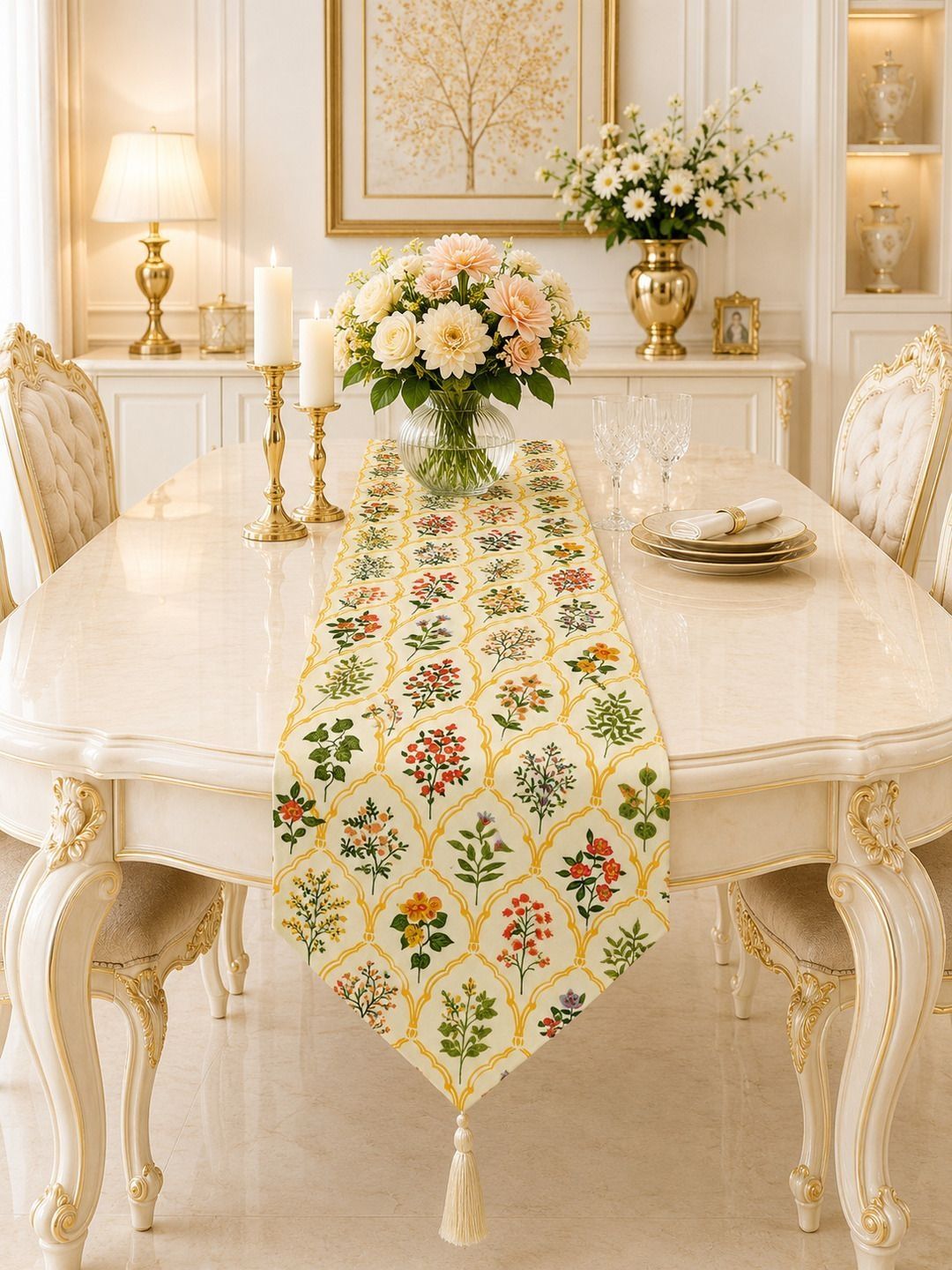 RRC Cream Printed Anti-Static Table Runners-image-14