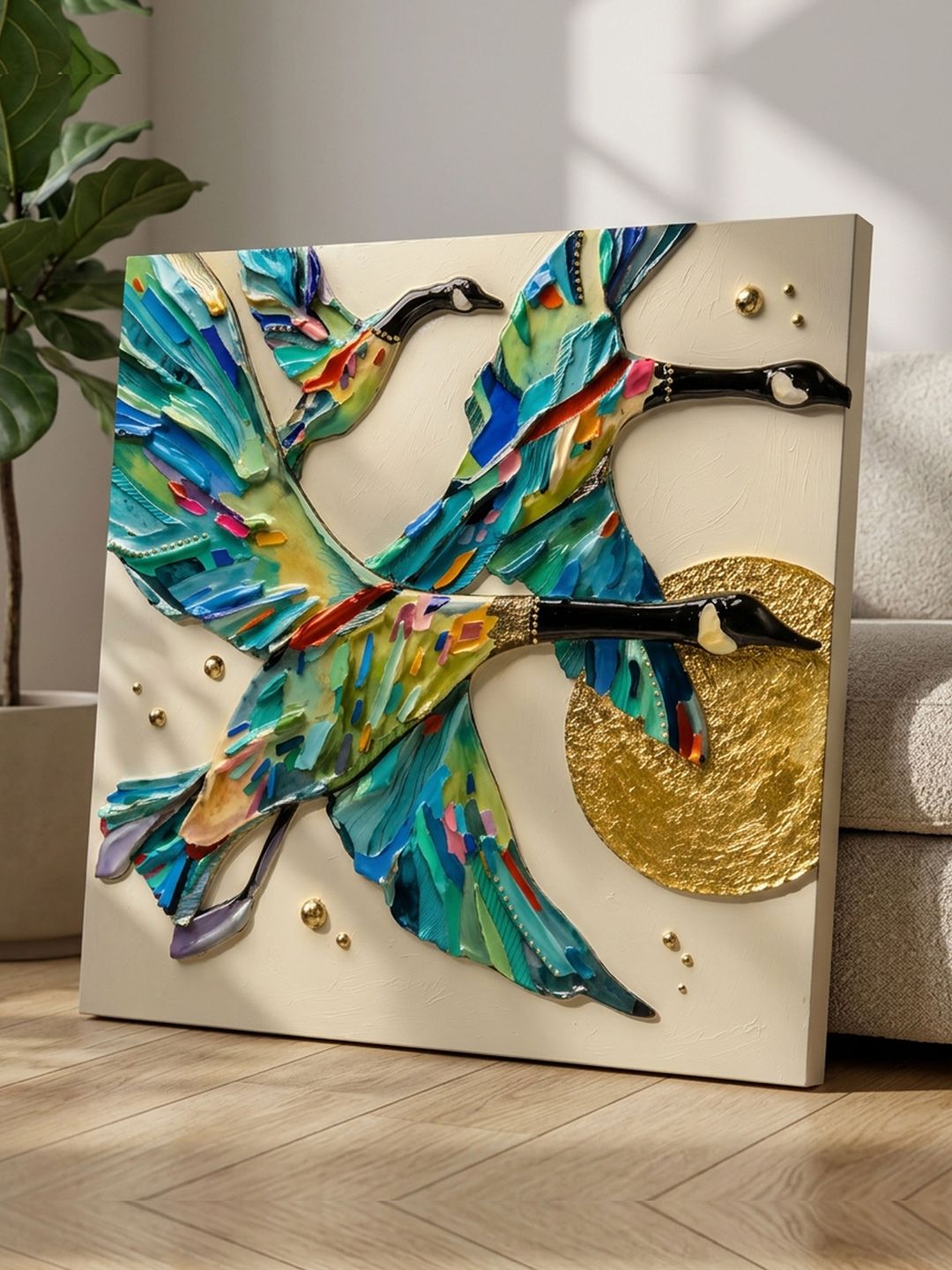 SAF Multicoloured Canvas Birds and Animals Wall Paintings-picture-30