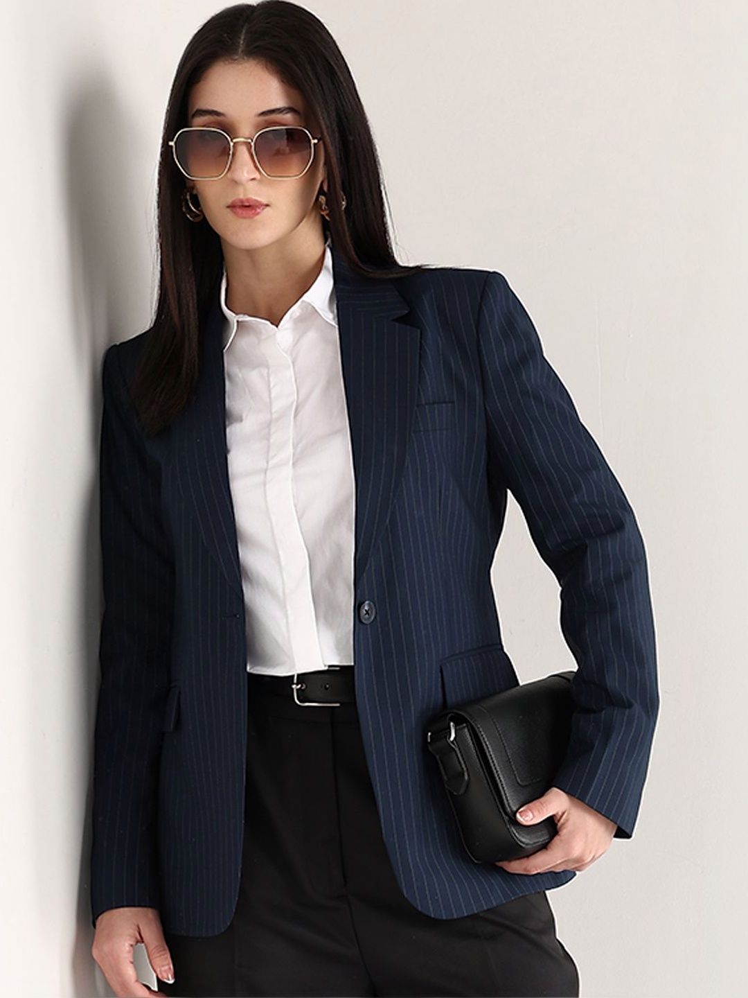 Hancock Striped Notched Lapel Single-Breasted Slim Fit Formal Blazers-picture-18