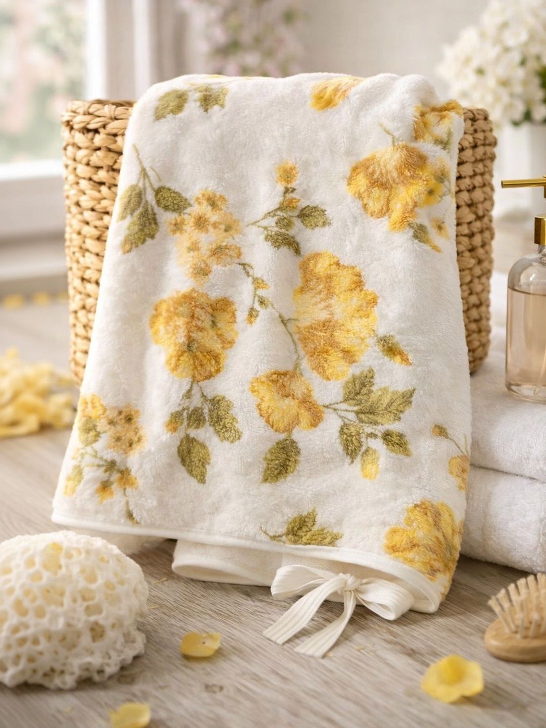 Satisfyn Yellow & White 1 Printed 500 GSM Bath Towel-picture-10