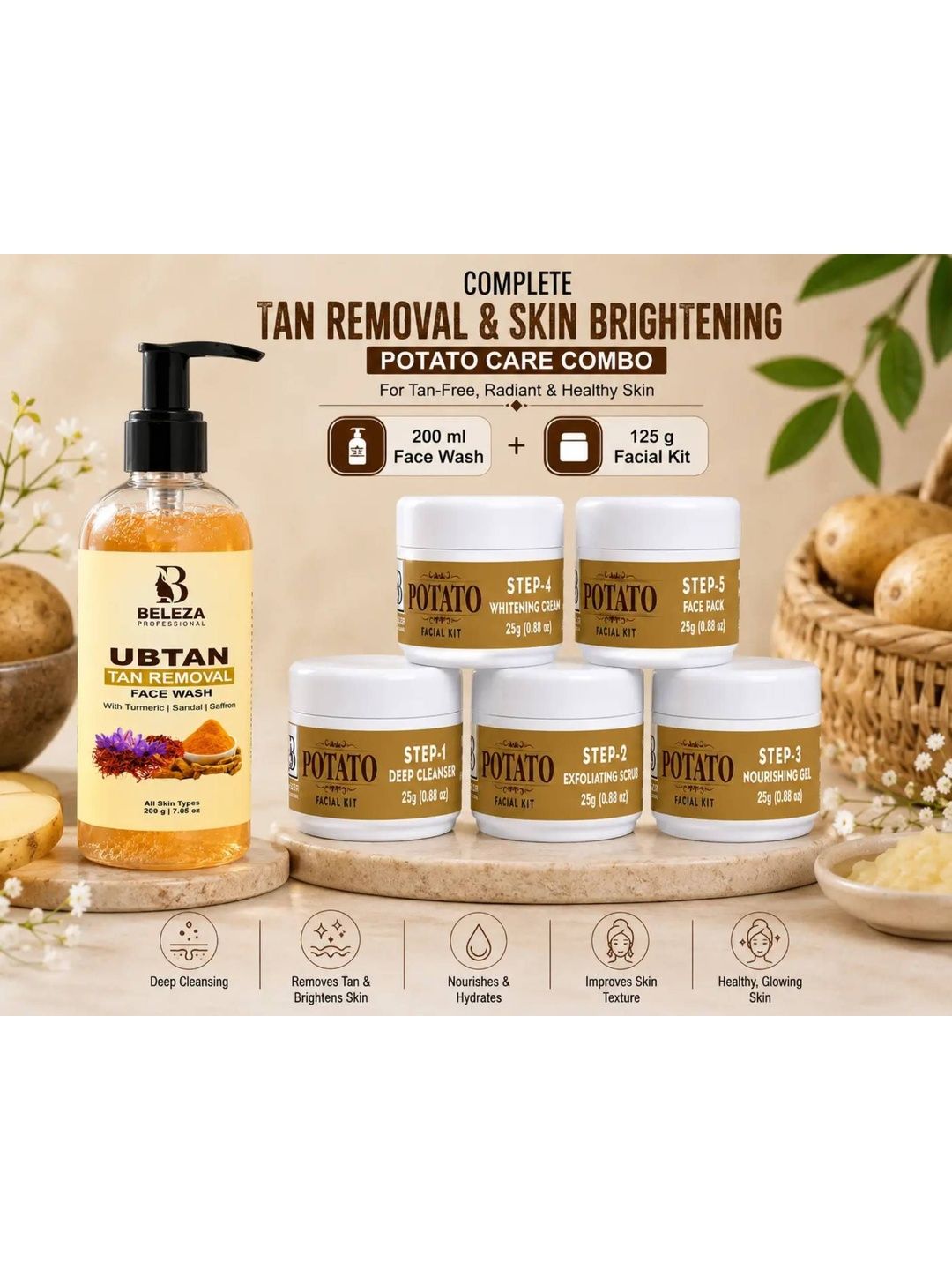 Beleza Professional Set Of Face Wash - 200 ml & Facial Kit - 125 g-image-37