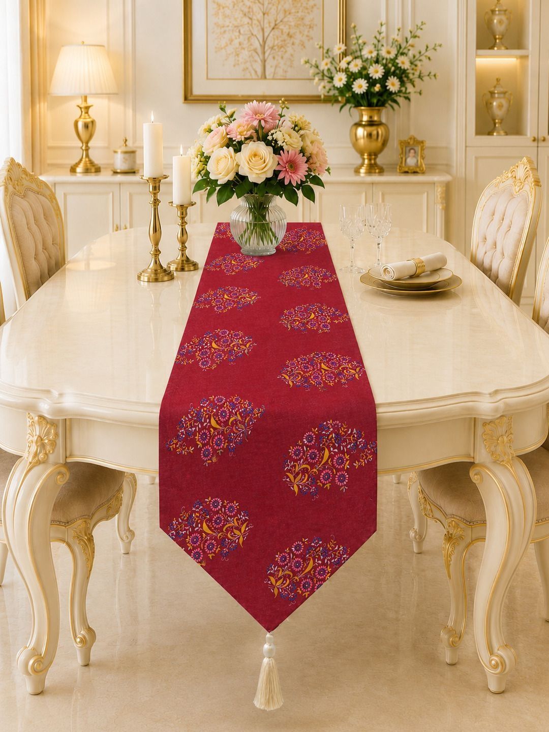 Aura Red & Blue Floral Printed Table Runners-image-39