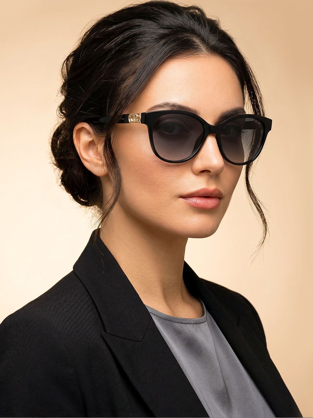 IRUS by IDEE Women Grey Lens & Black Cateye Sunglasses with-picture-58