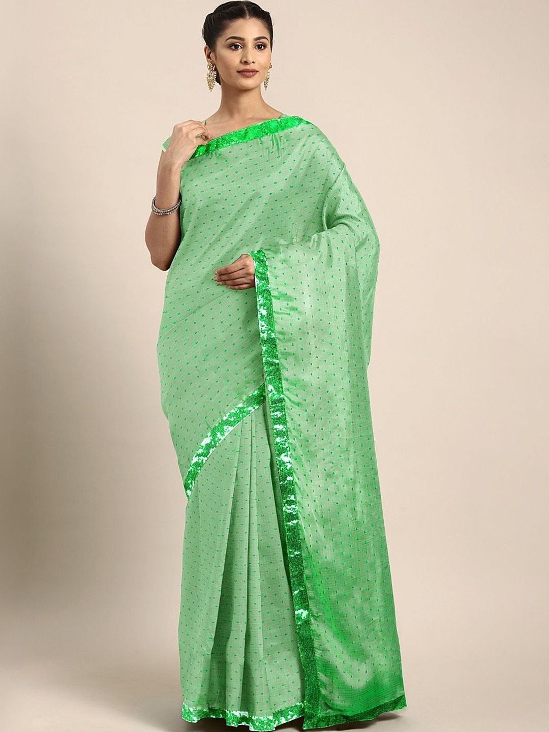 KULNAARI Embellished Sequinned Pure Chiffon Saree-picture-21