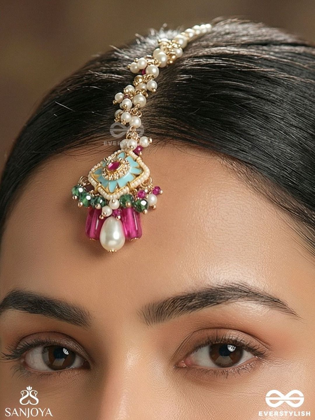 EVERSTYLISH Gold-Plated Artificial Stones and Beads Studded Maang Tikka Head Jewellery-picture-21