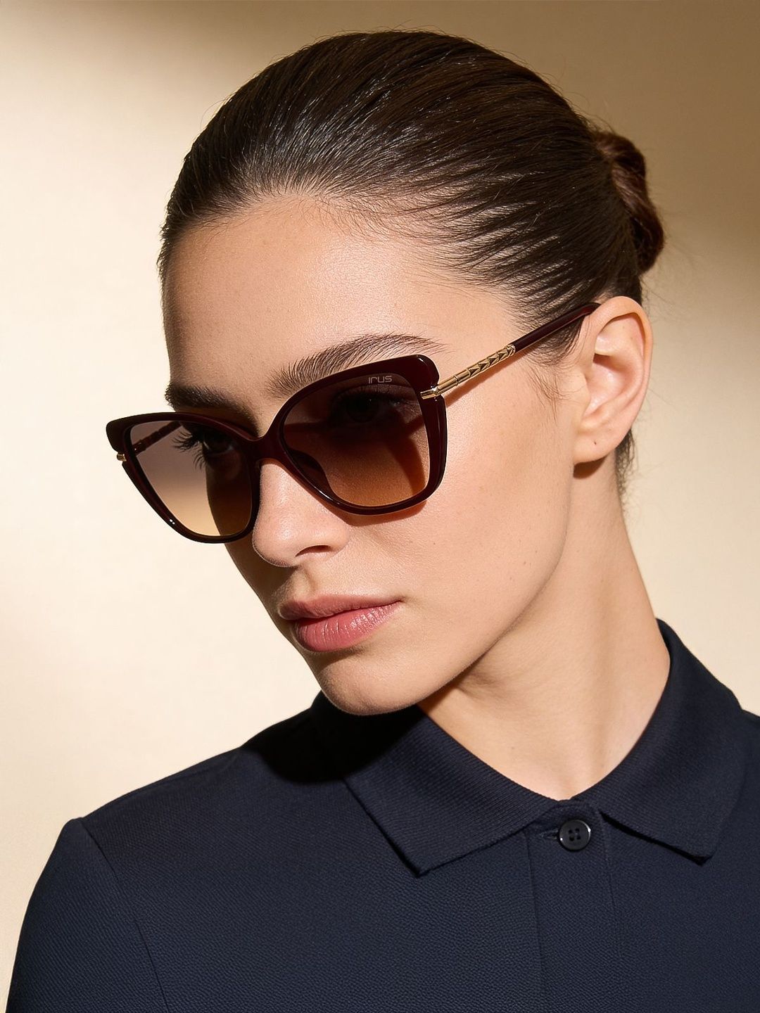IRUS by IDEE Women Brown UV Protected Lens & Brown Butterfly Sunglasses with-picture-13