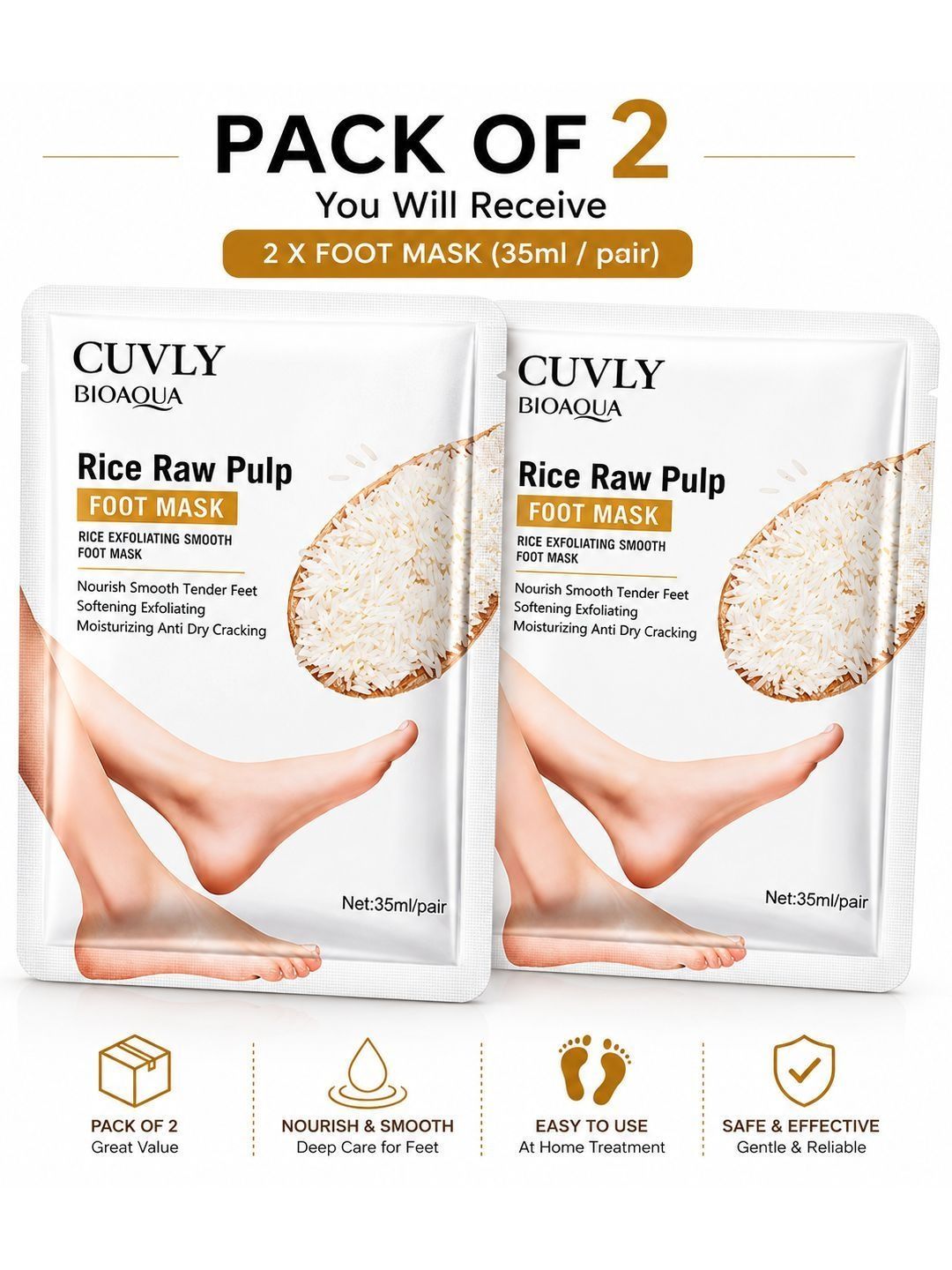 CUVLY Pack Of 2 Rice Raw Pulp Foot mask-image-6