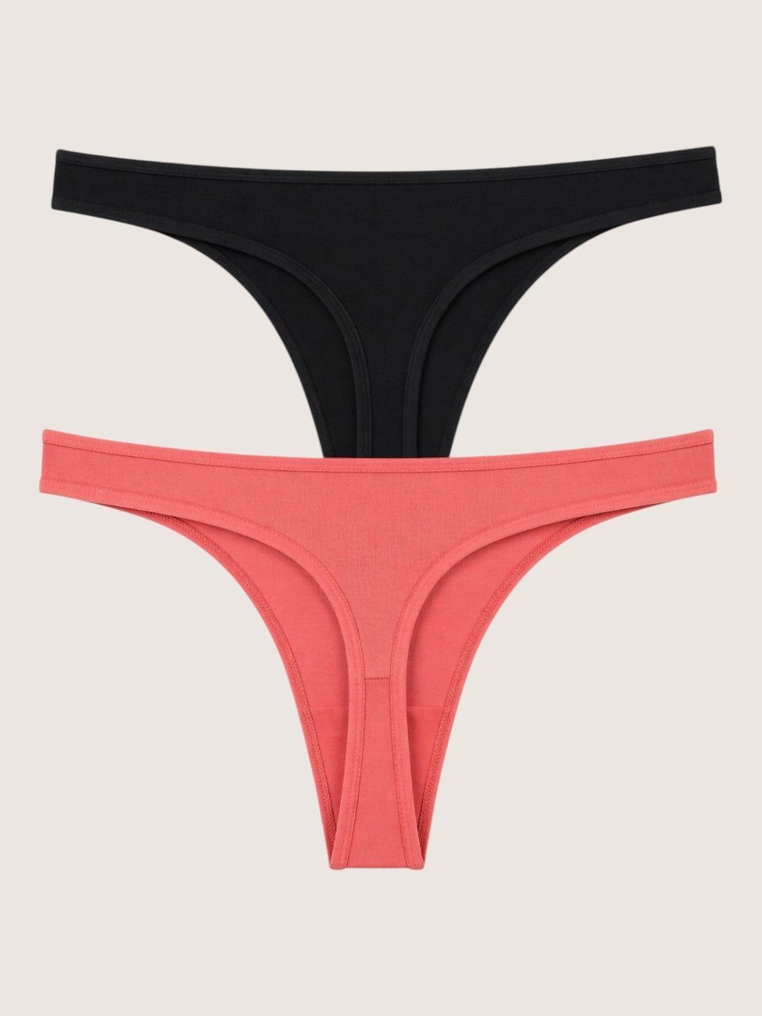 HERE&NOW Womens Pack of 2 Brazilian Cotton Spandex Solid High Rise Thongs-picture-36