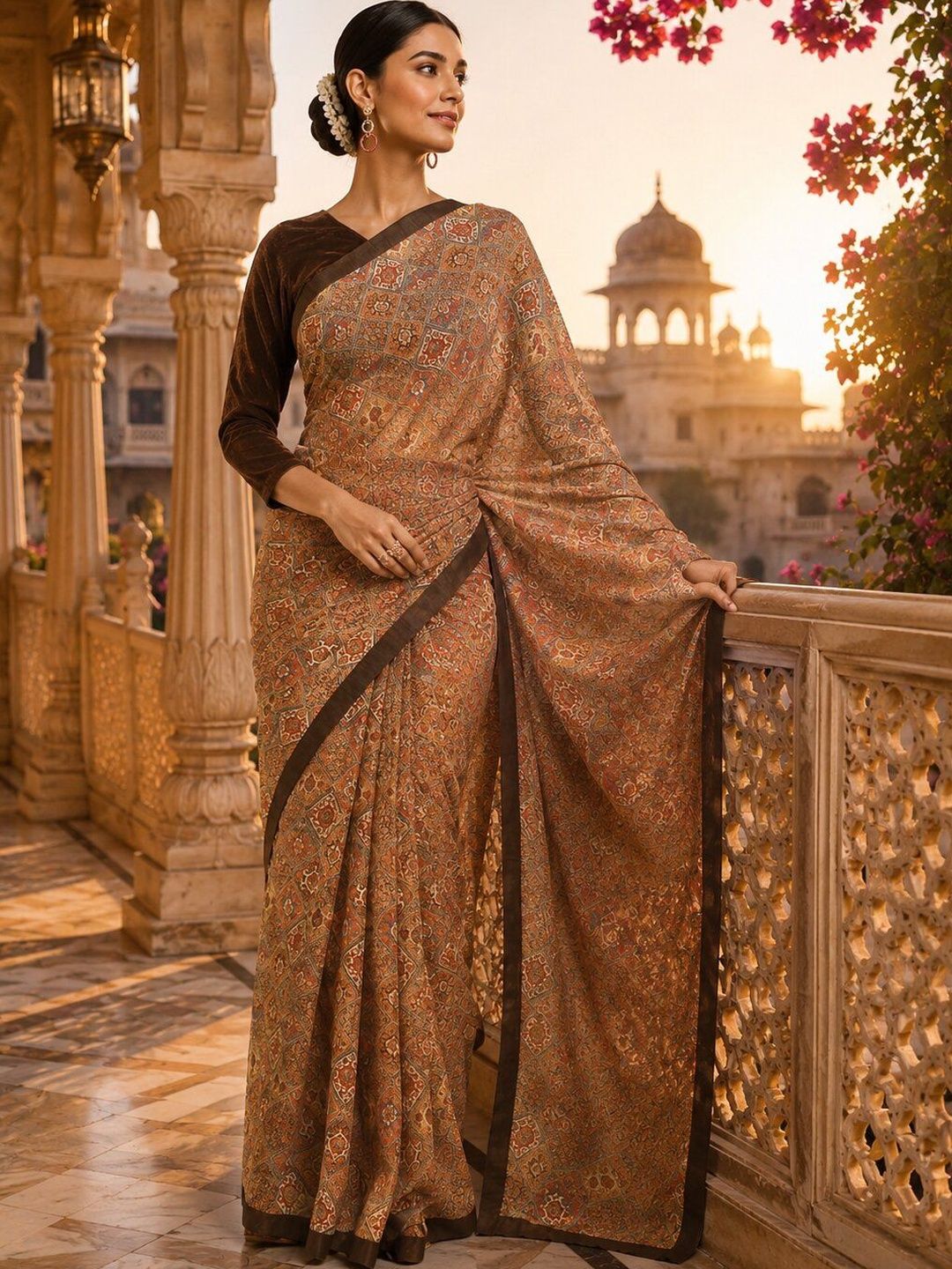 KULNAARI Ethnic Motifs Sequinned Poly Georgette Saree-picture-54