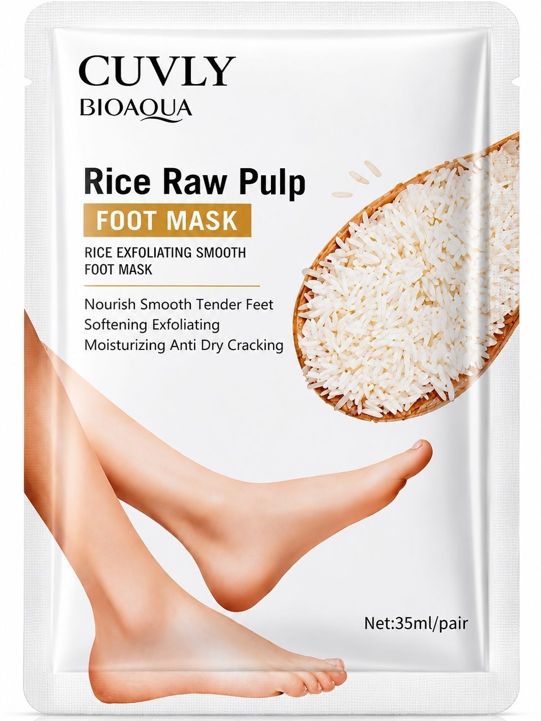 CUVLY Rice Raw Pulp Foot mask - 35 ml-image-4