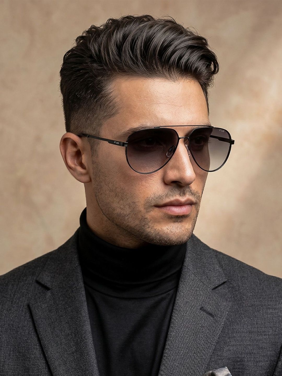 IRUS by IDEE Men Grey Lens & Black Aviator Sunglasses with-picture-21