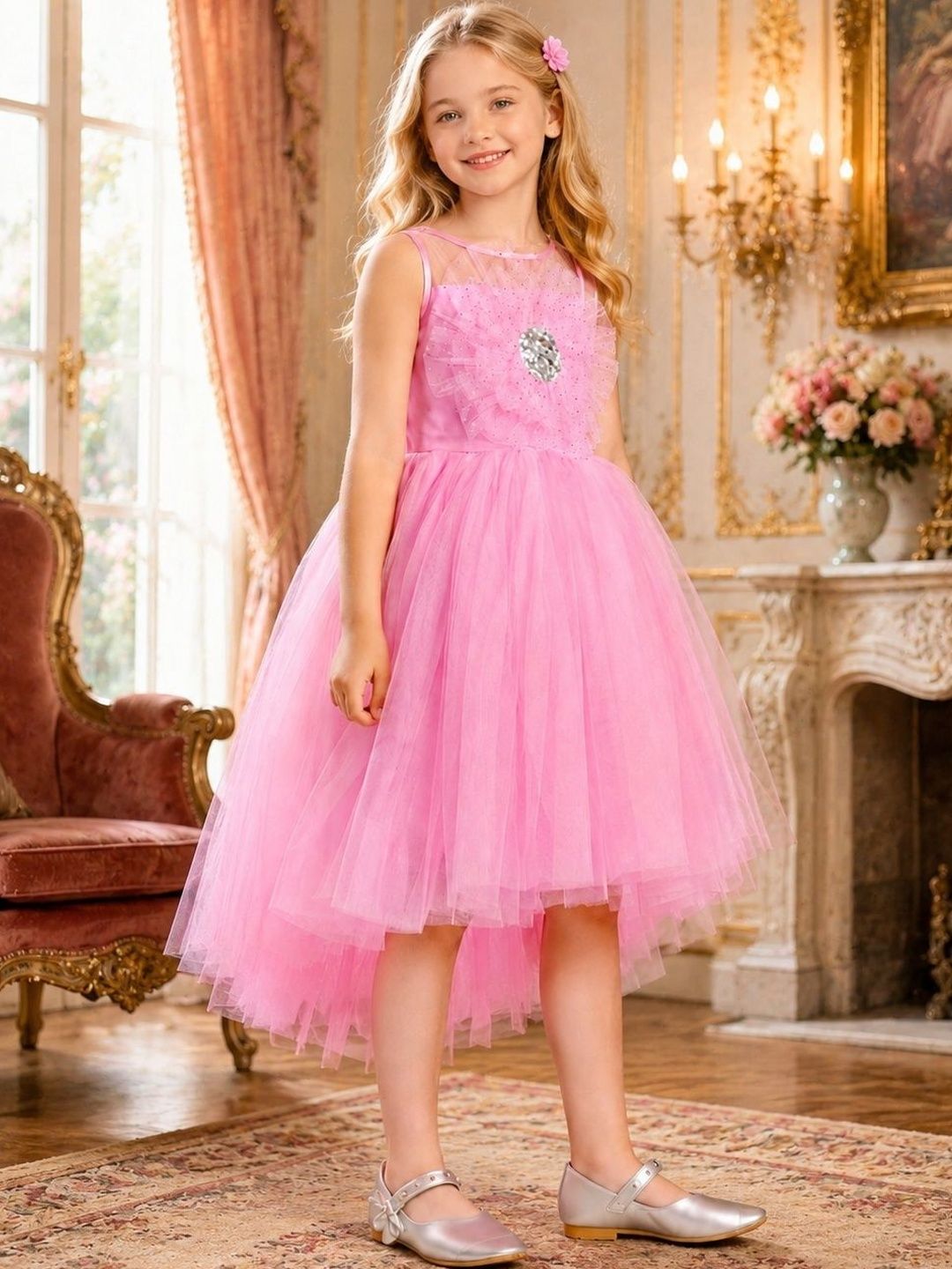 Dripteen Applique Net Fit & Flare Dress-picture-23