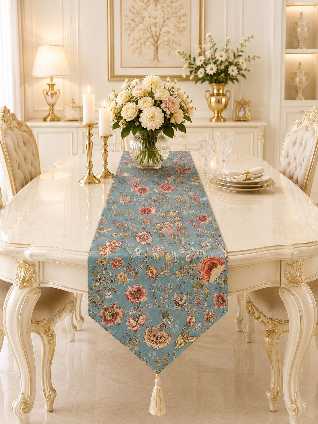 Aura Green & Red Floral Printed Table Runners-image-31