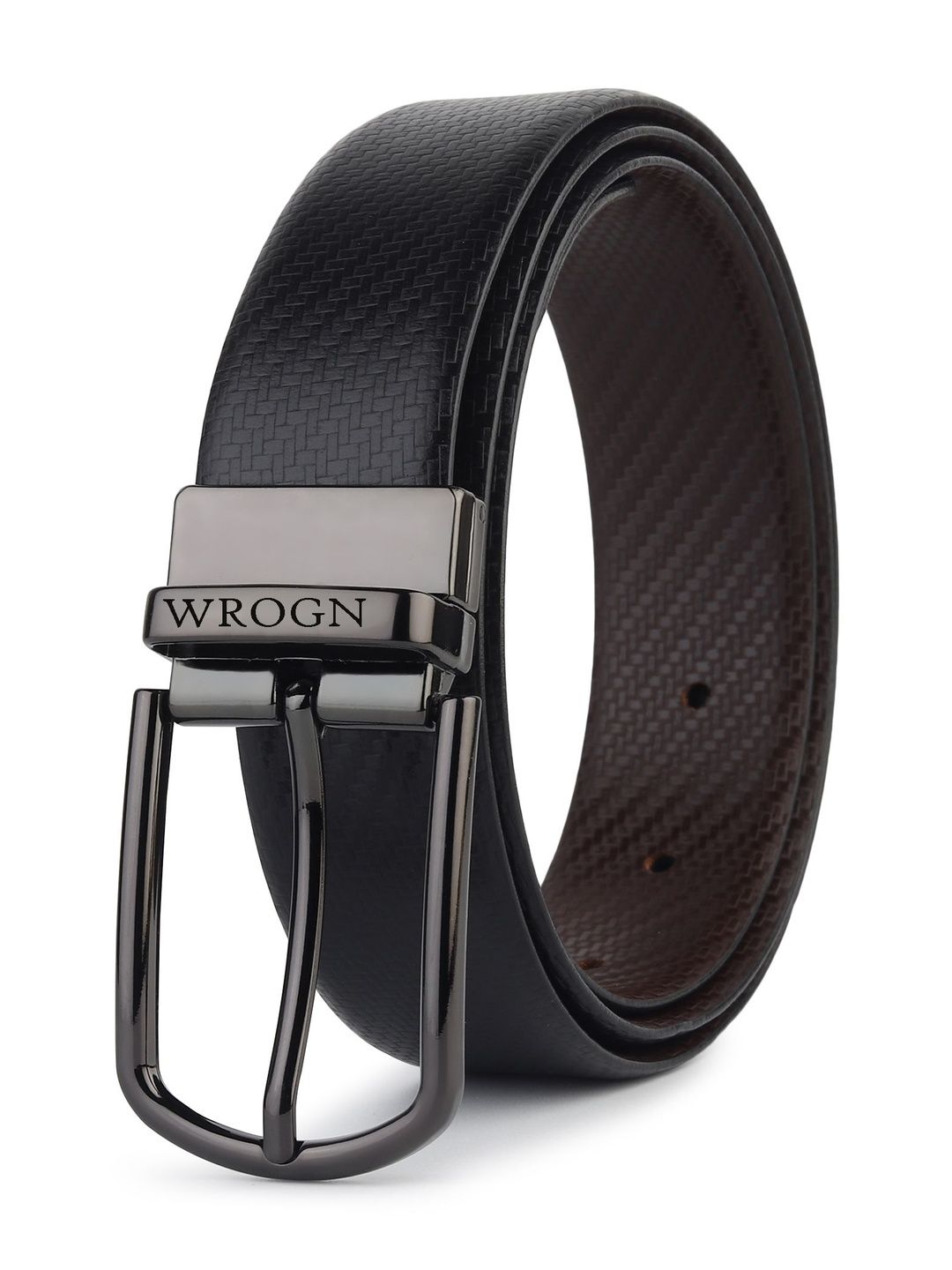 WROGN Men Textured Leather Reversible Belt-picture-21