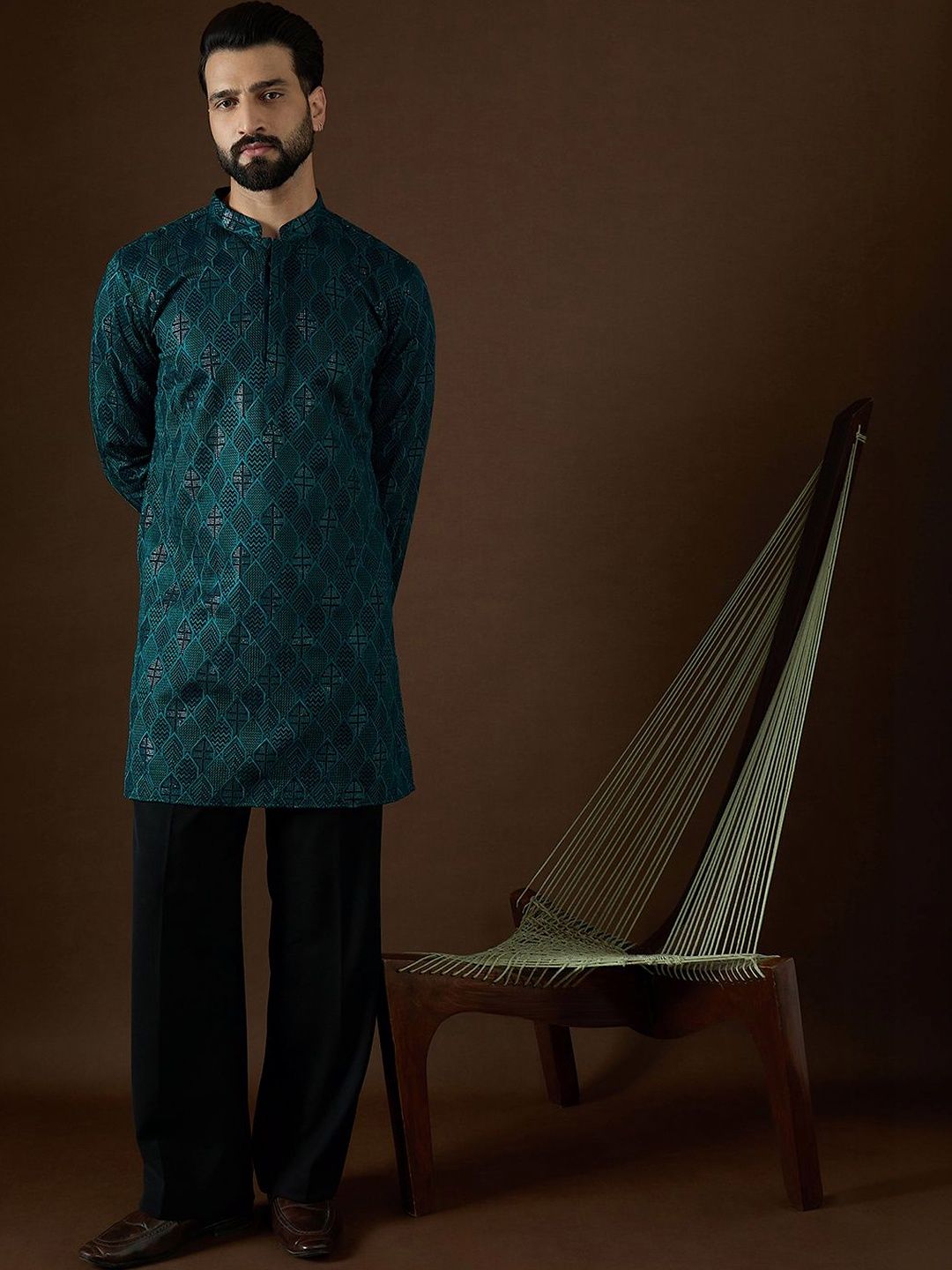 House of Pataudi Men Georgette Kurta-picture-42