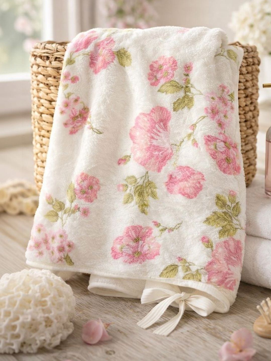 Satisfyn Pink & White 1 Printed 500 GSM Bath Towel-picture-29
