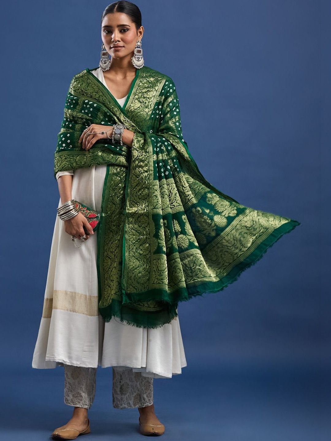 Taavi Bandhani Woven Dyed Art Silk Dupatta-picture-57