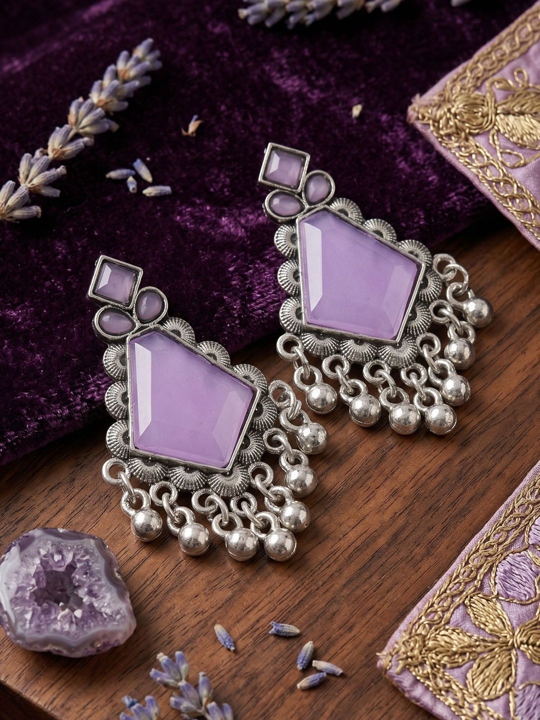 Bhagya Lakshmi Geometric Drop Earrings-picture-15