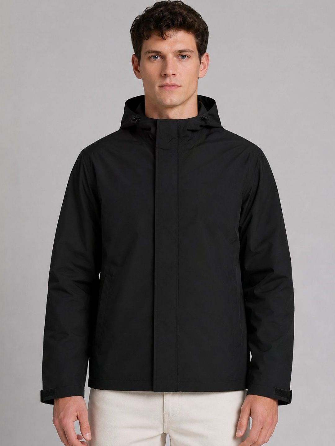 HOUSE OF VEDAS Men Solid Waterproof Hooded Rain Jacket-picture-36