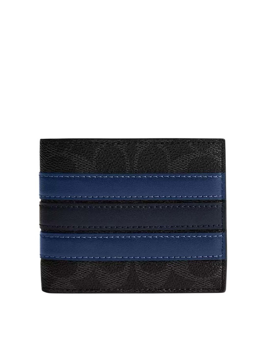 Coach Black Blue Striped Billfold Wallet-image-27