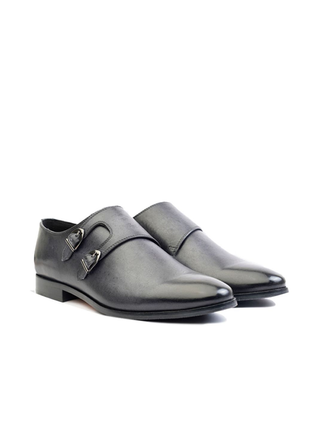 Language Men Leather Pointed Toe Buckle Formal Monk Shoes-image-38