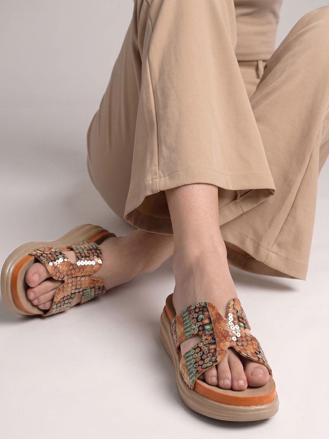 Denill Women Printed Open Toe Flats-image-38