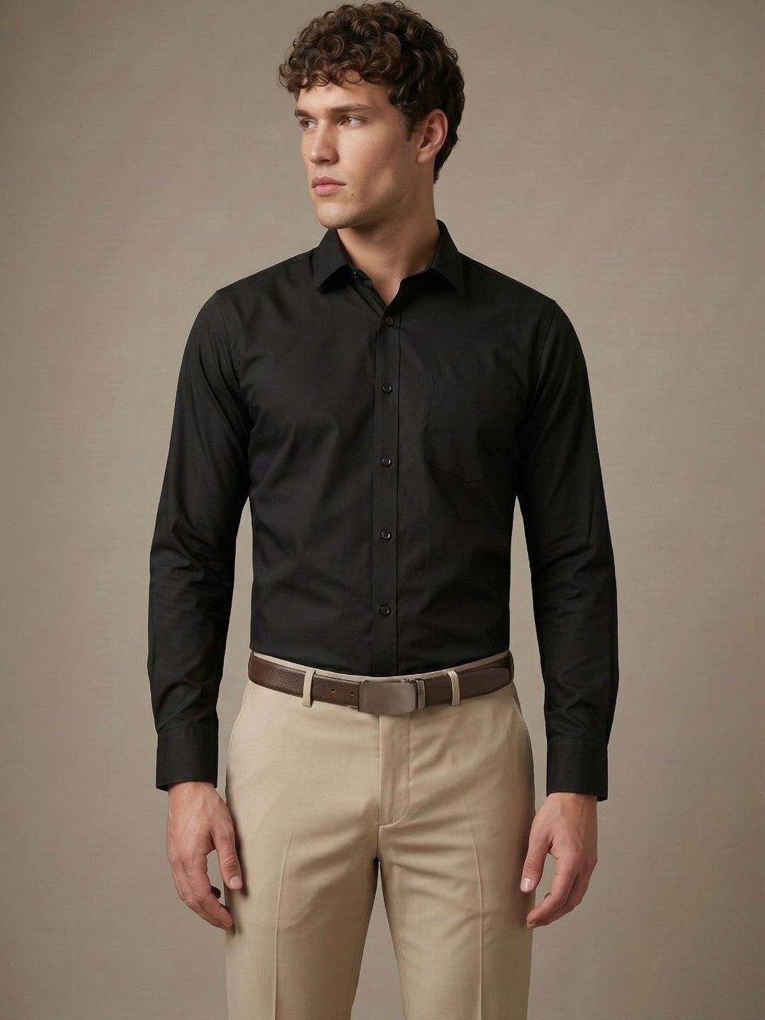 glitchez Men Spread Collar Slim Fit Cotton Formal Shirt-image-24