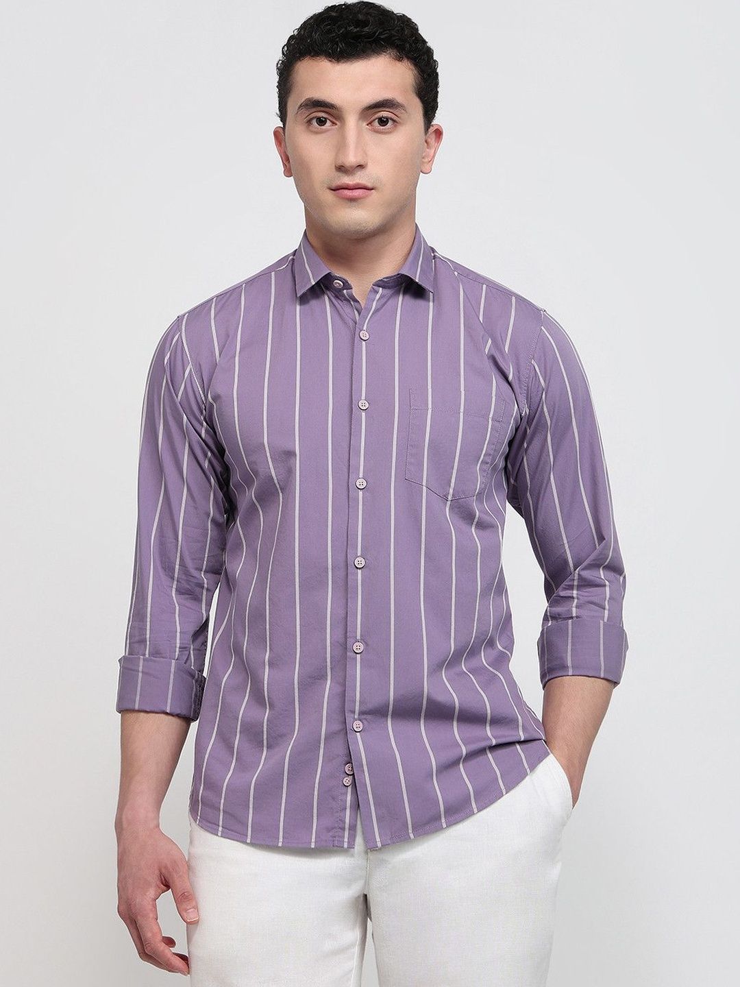 Park Avenue Men Slim Fit Striped Casual Shirt-picture-11