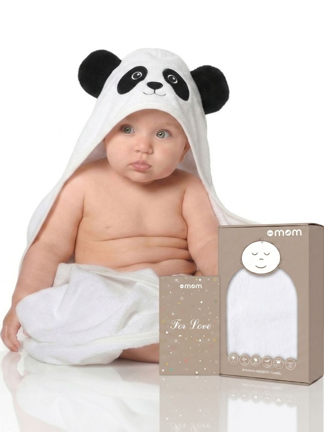 DOTMOM White & White Printed Bamboo 500 GSM Bath Towel-picture-14
