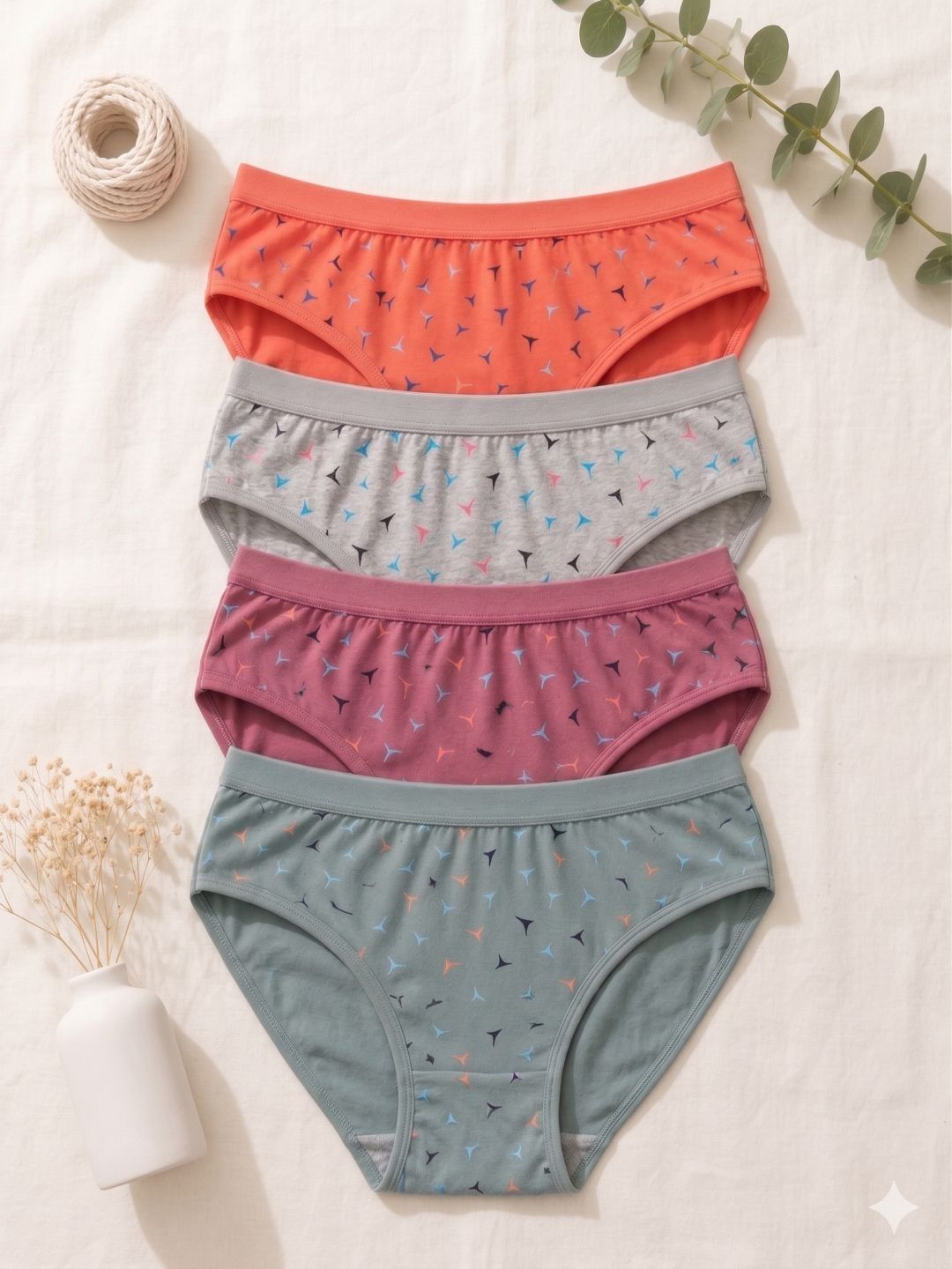 SWAPN ENTERPRISE Women Pack of 4 Printed Assorted Cotton Basic Briefs-picture-33