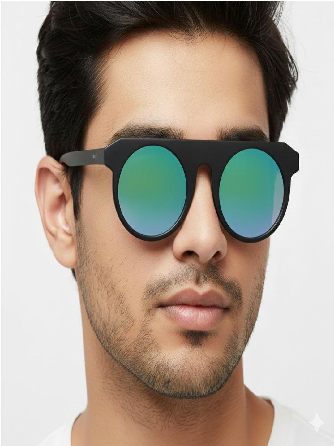 SZN Unisex Green Lens & Black Round Sunglasses with-picture-29