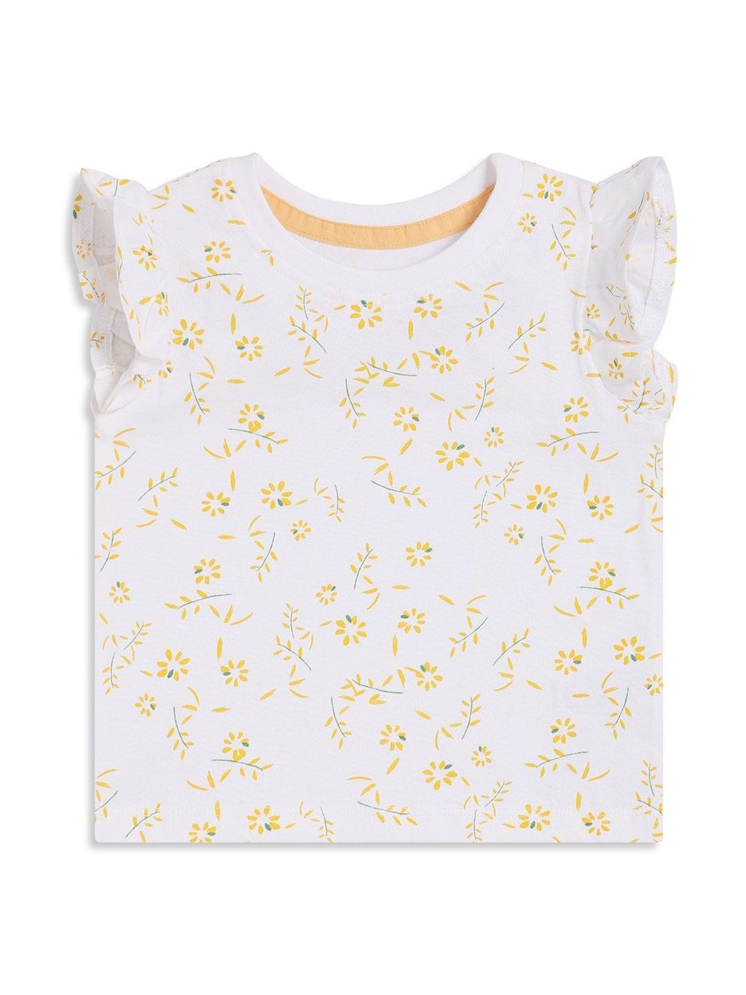 MINI KLUB Floral Print Flutter Sleeve Ruffles Cotton Blend Top-picture-15