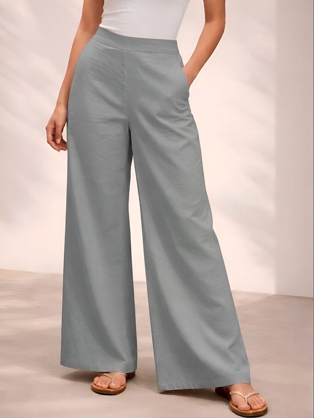 The Roadster Lifestyle Co Pure-Cotton Wide Leg Culottes Trousers-picture-30