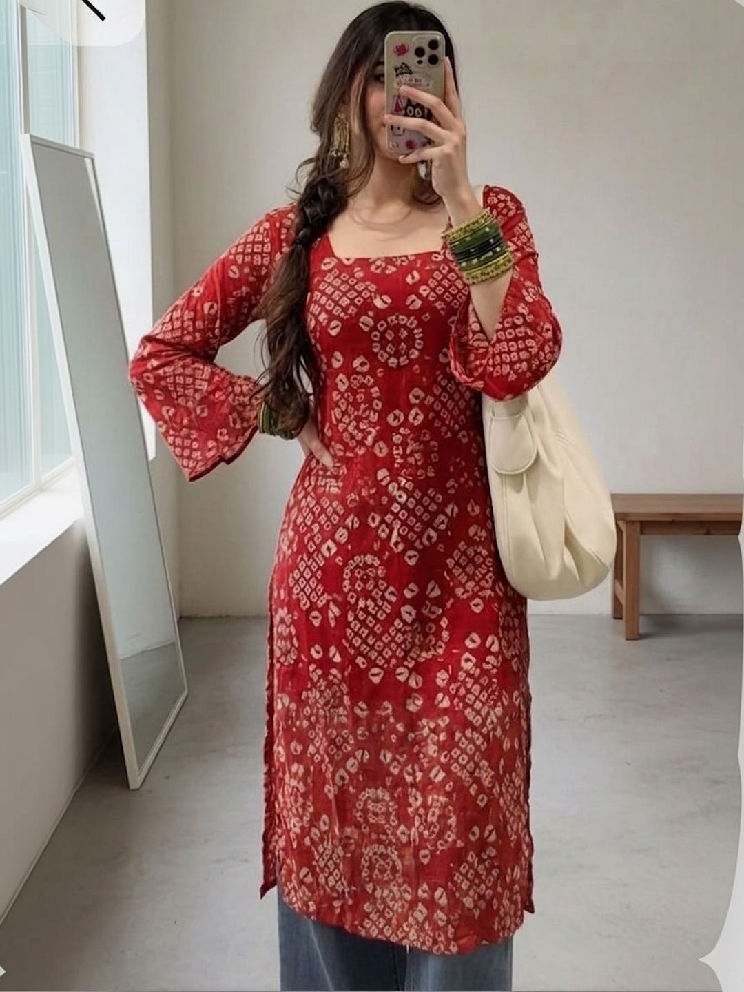 SAICHA Ethnic Motifs Printed Square Neck Pure Cotton Blend Kurti-picture-48