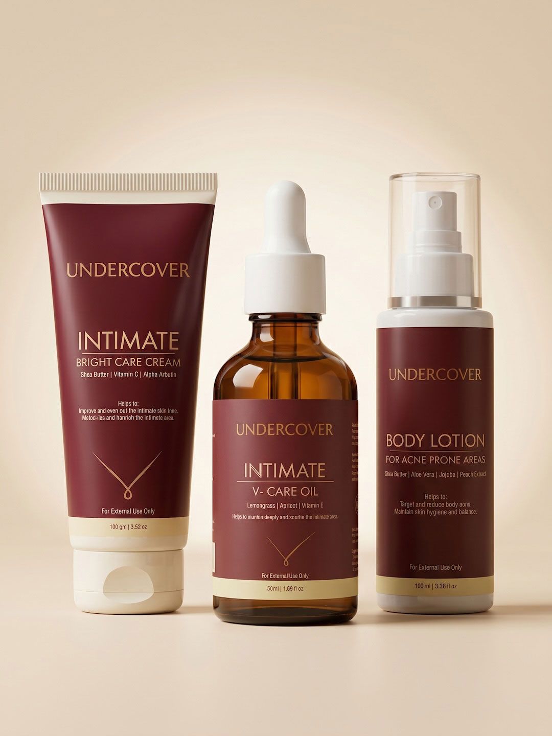 Undercover Pack Of 3 Intimate Bright Care Cream, Intimate V-Care Oil & Body Acne Lotion-picture-36