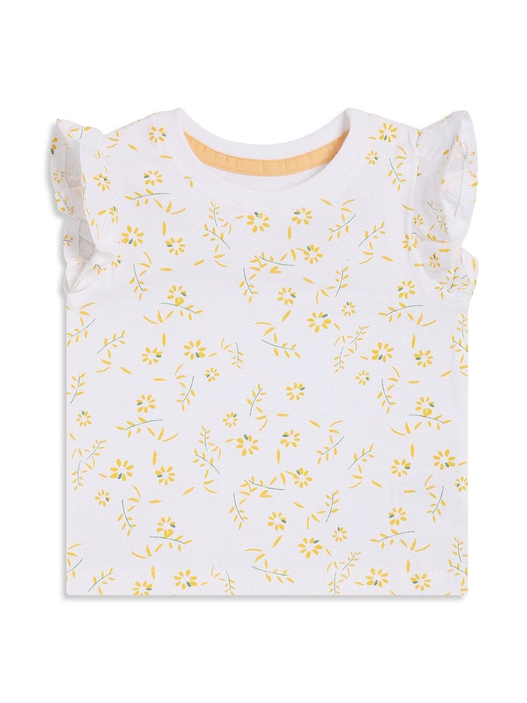 MINI KLUB Floral Print Flutter Sleeve Ruffles Cotton Blend Top-picture-16