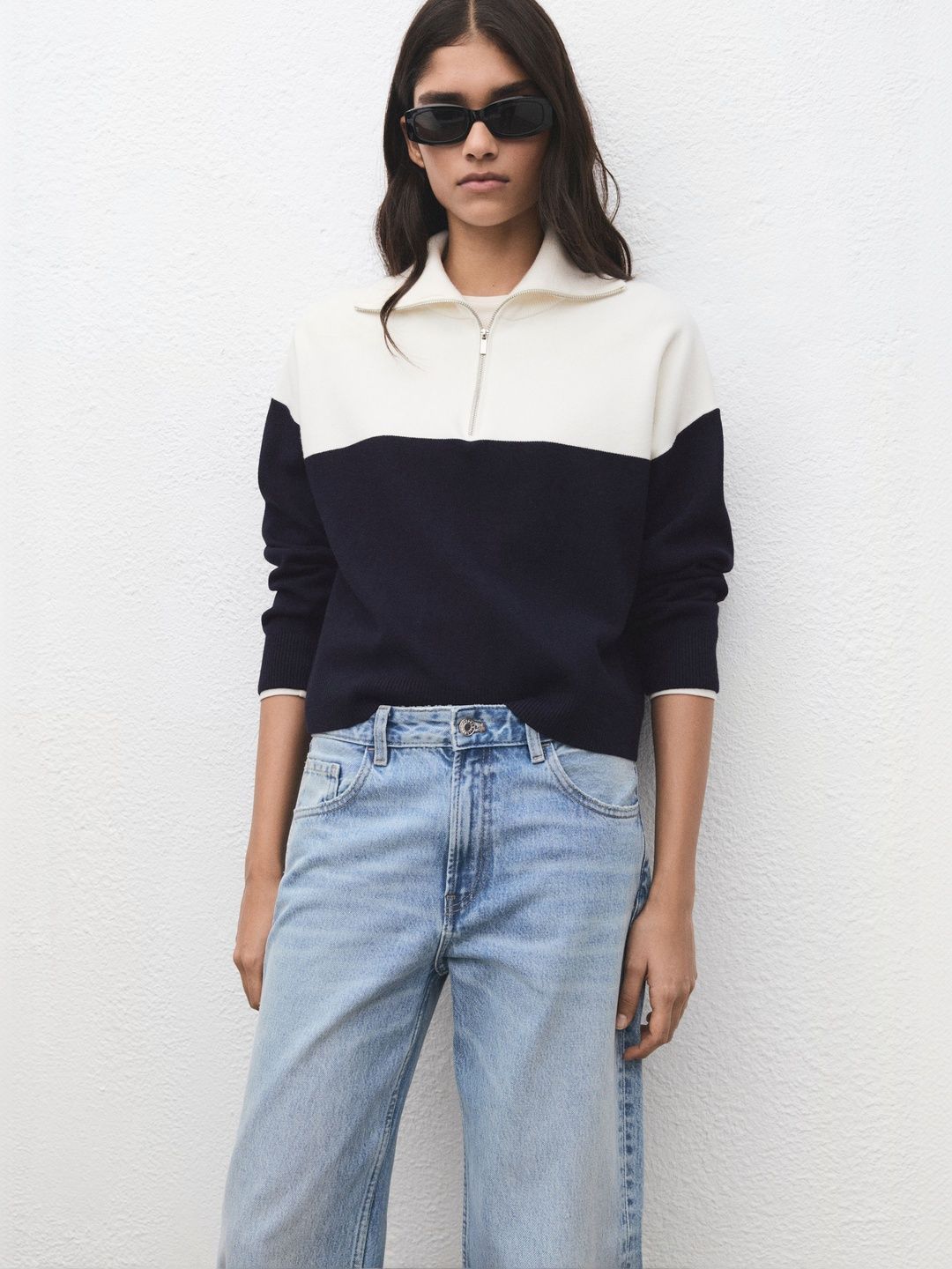 MANGO Colourblocked Shirt Collar Knitted Pullover-picture-46