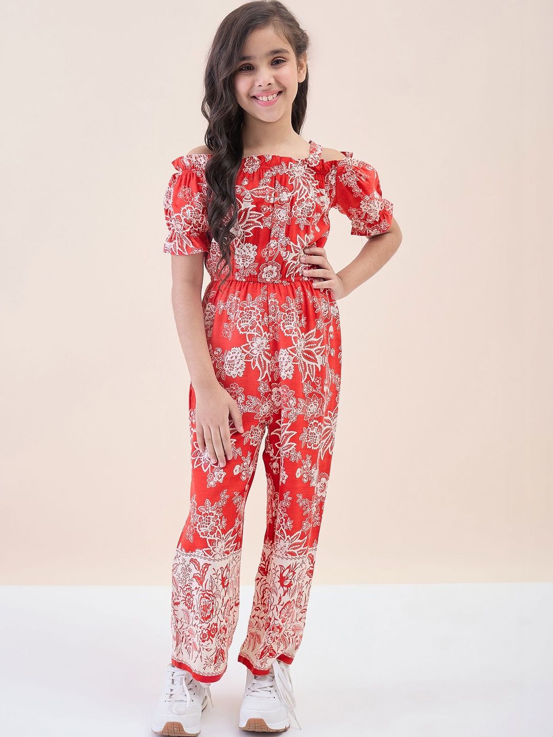 StyloBug Girls Off-Shoulder Printed Jumpsuit-picture-23