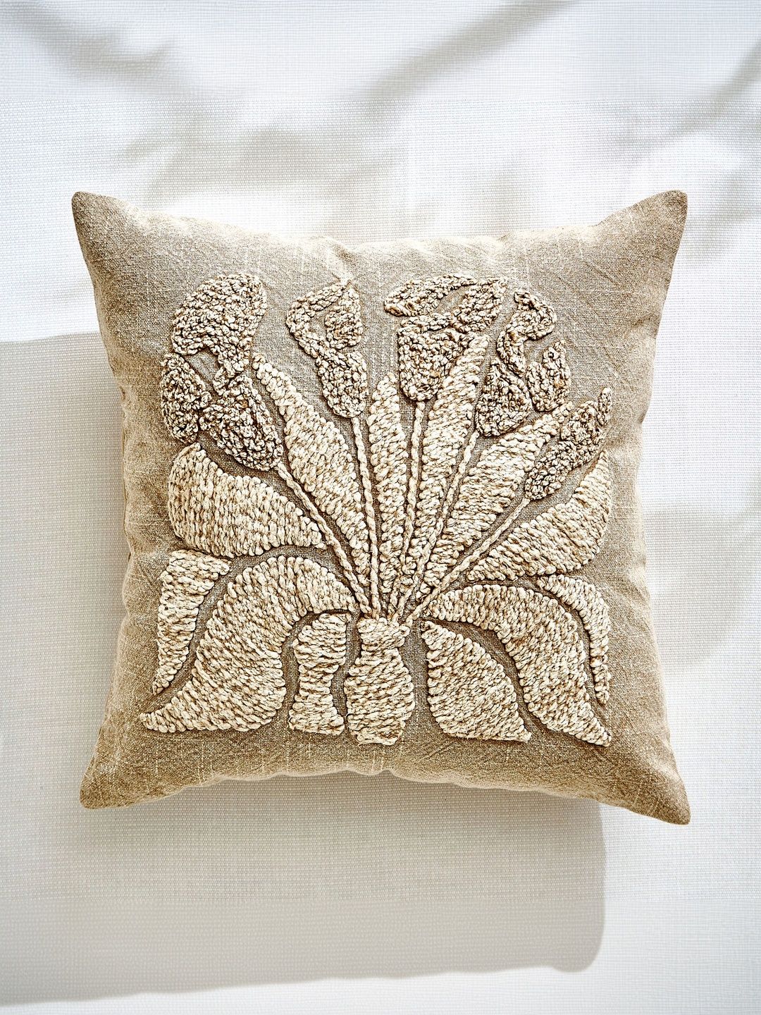 Home Centre Beige Embroidered Square Cushion Covers-picture-23