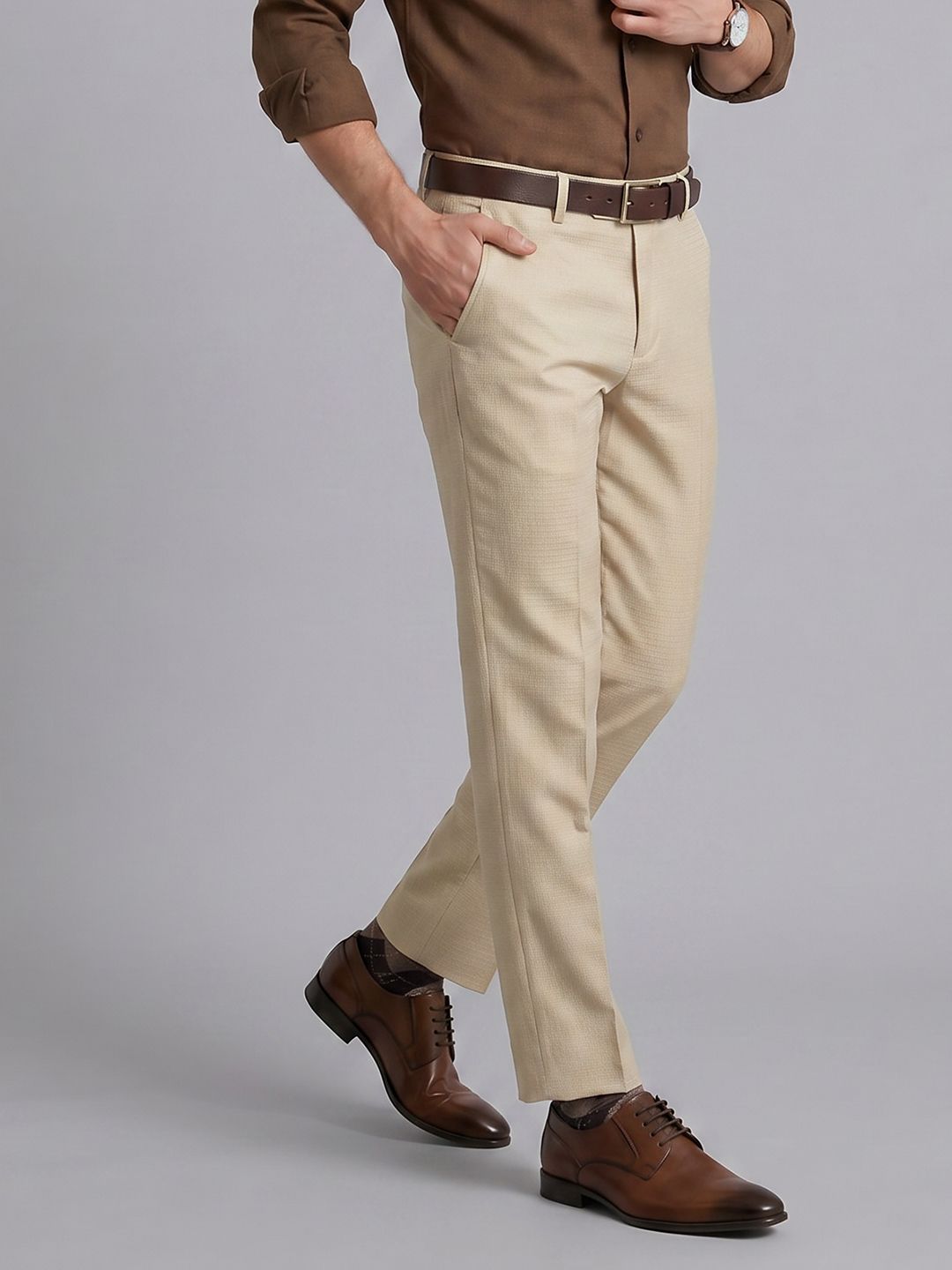 Arrow Mid-Rise Cotton Formal Trousers-picture-30