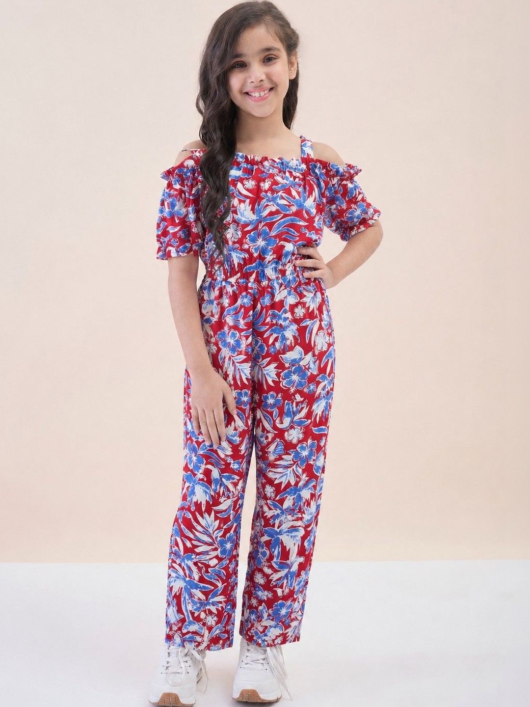 StyloBug Girls Off-Shoulder Printed with Ruffles Jumpsuit-picture-21