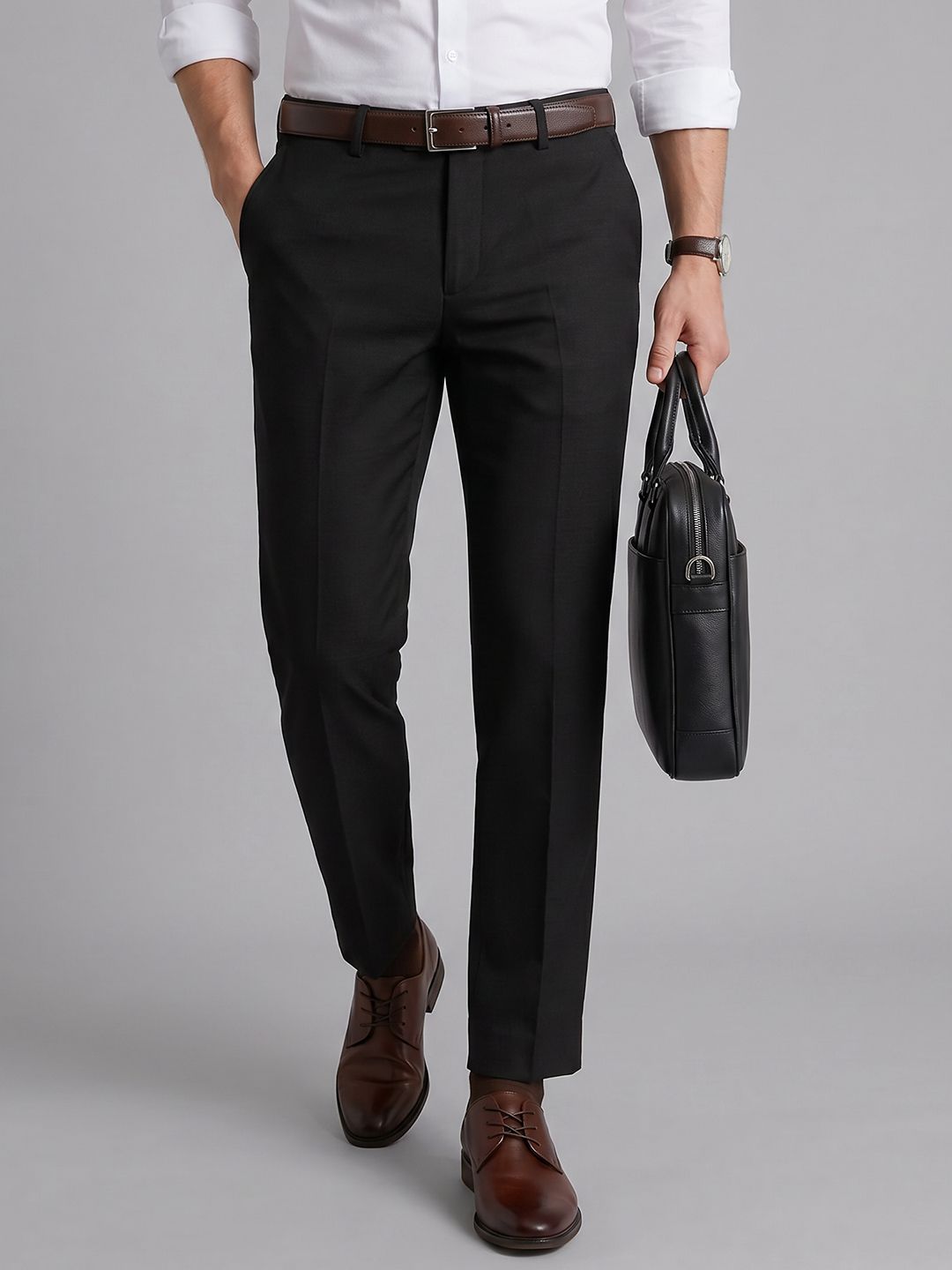 Arrow Mid-Rise Cotton Formal Trousers-picture-42